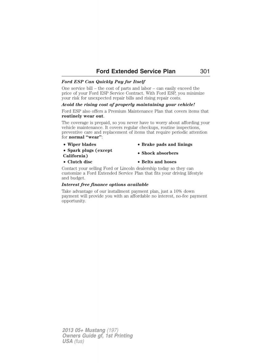 Ford Mustang V 5 owners manual / page 301