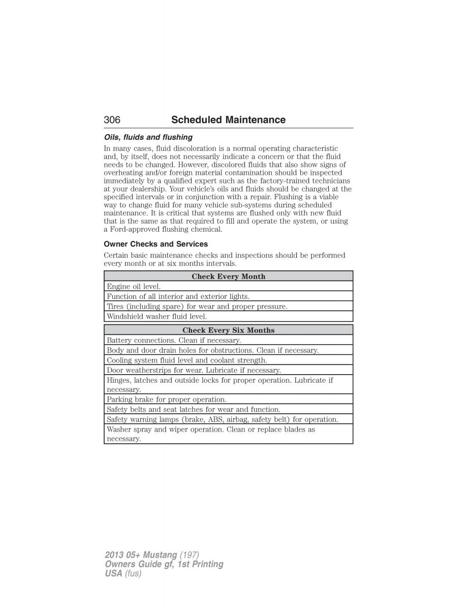 Ford Mustang V 5 owners manual / page 306