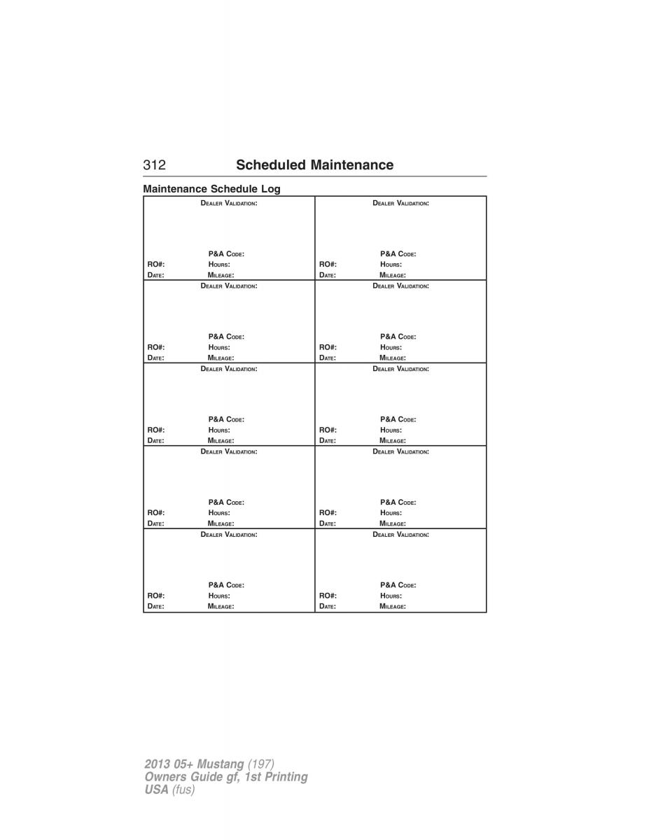 Ford Mustang V 5 owners manual / page 312