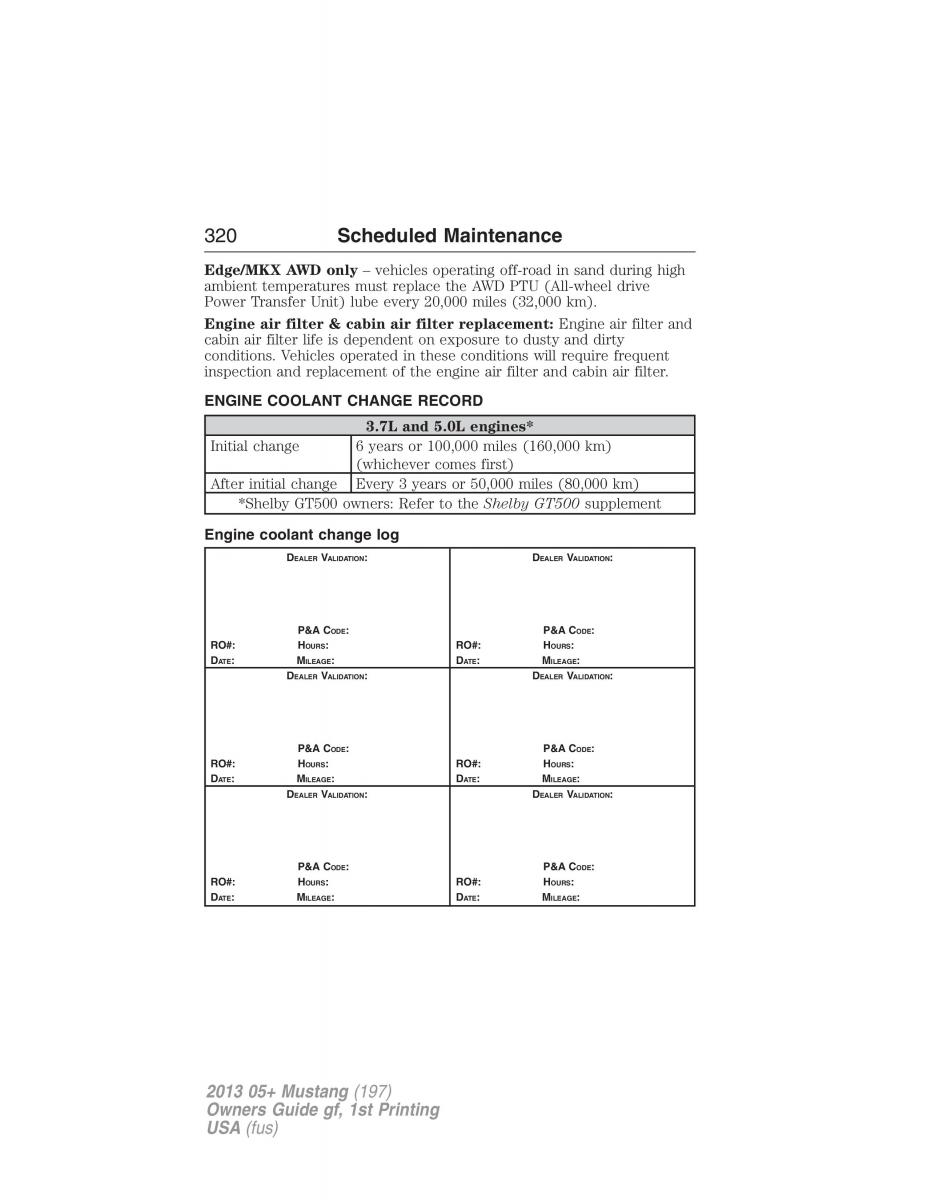 Ford Mustang V 5 owners manual / page 320