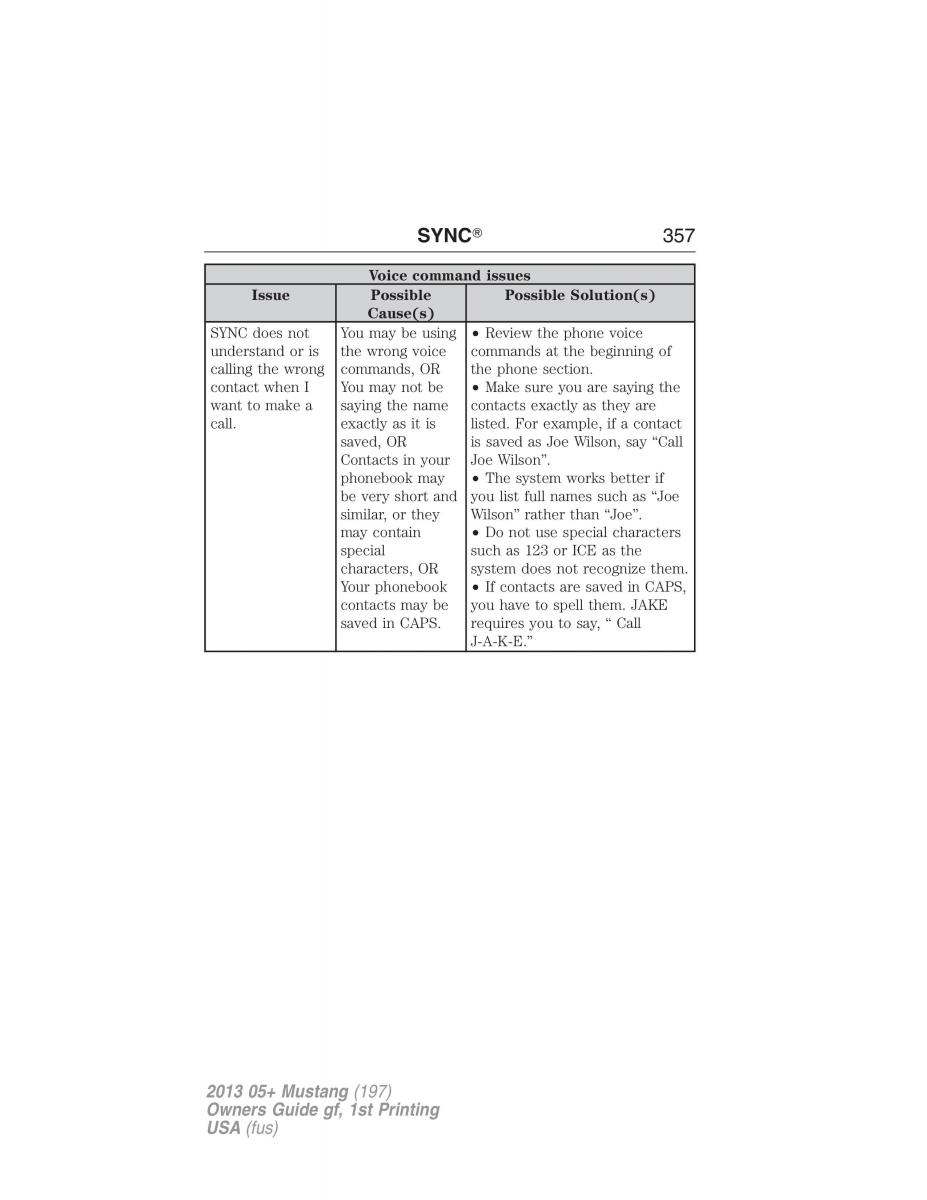 Ford Mustang V 5 owners manual / page 357