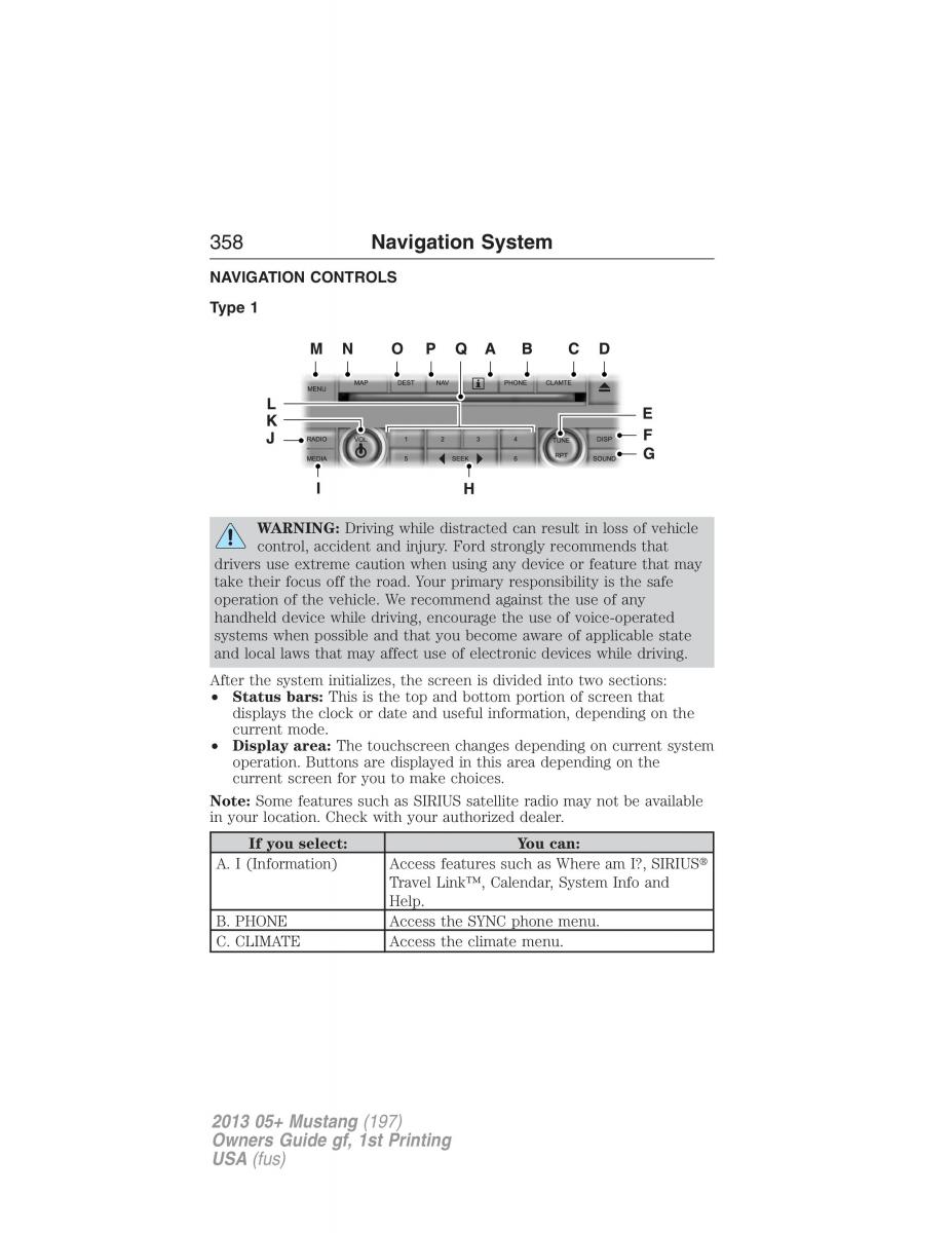 Ford Mustang V 5 owners manual / page 358