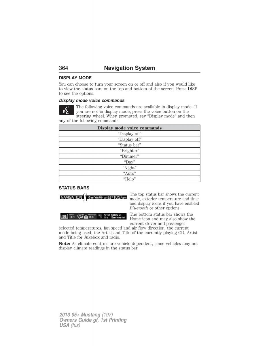 Ford Mustang V 5 owners manual / page 364