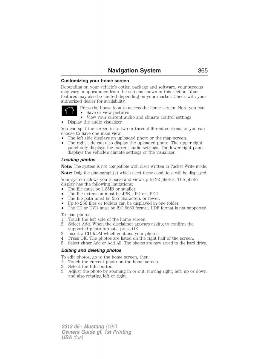 Ford Mustang V 5 owners manual / page 365