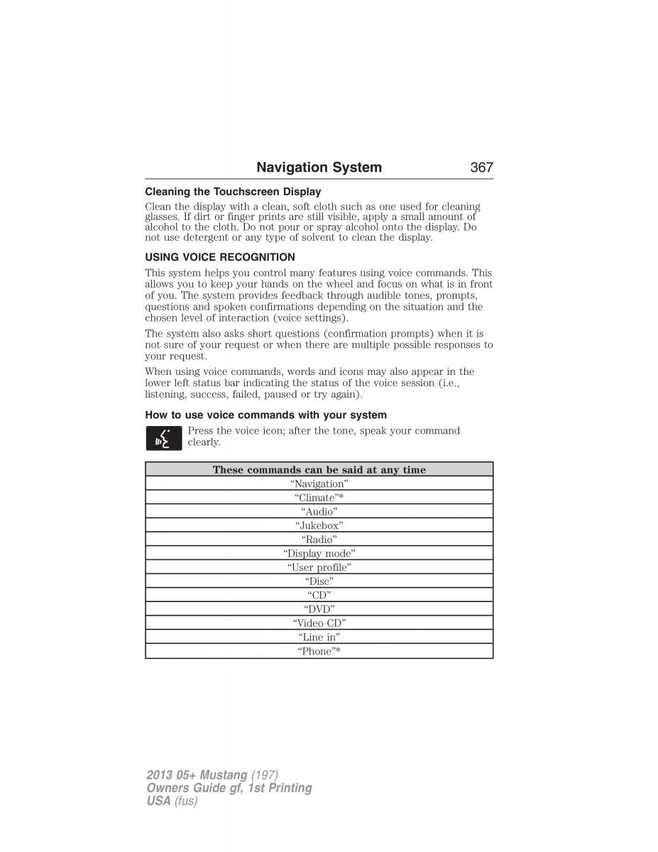 Ford Mustang V 5 owners manual / page 367