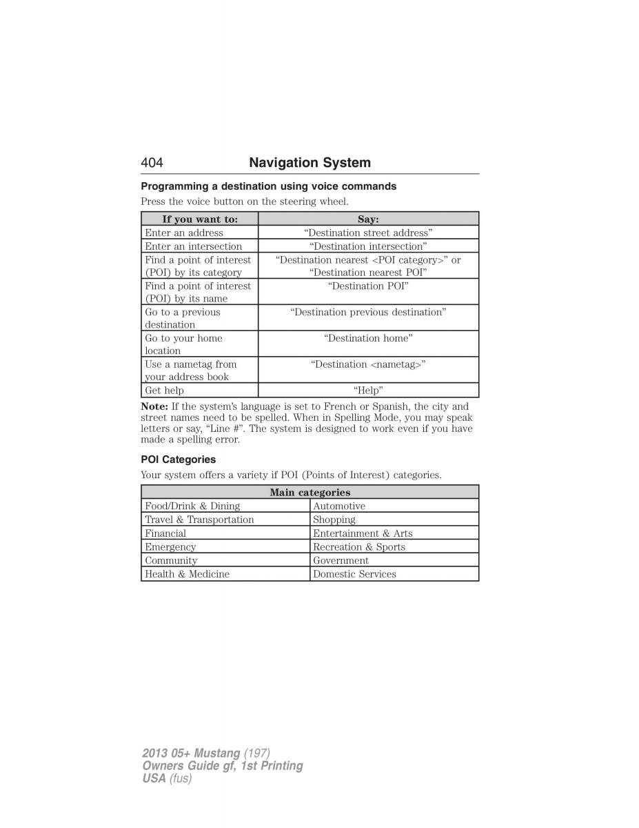 Ford Mustang V 5 owners manual / page 404