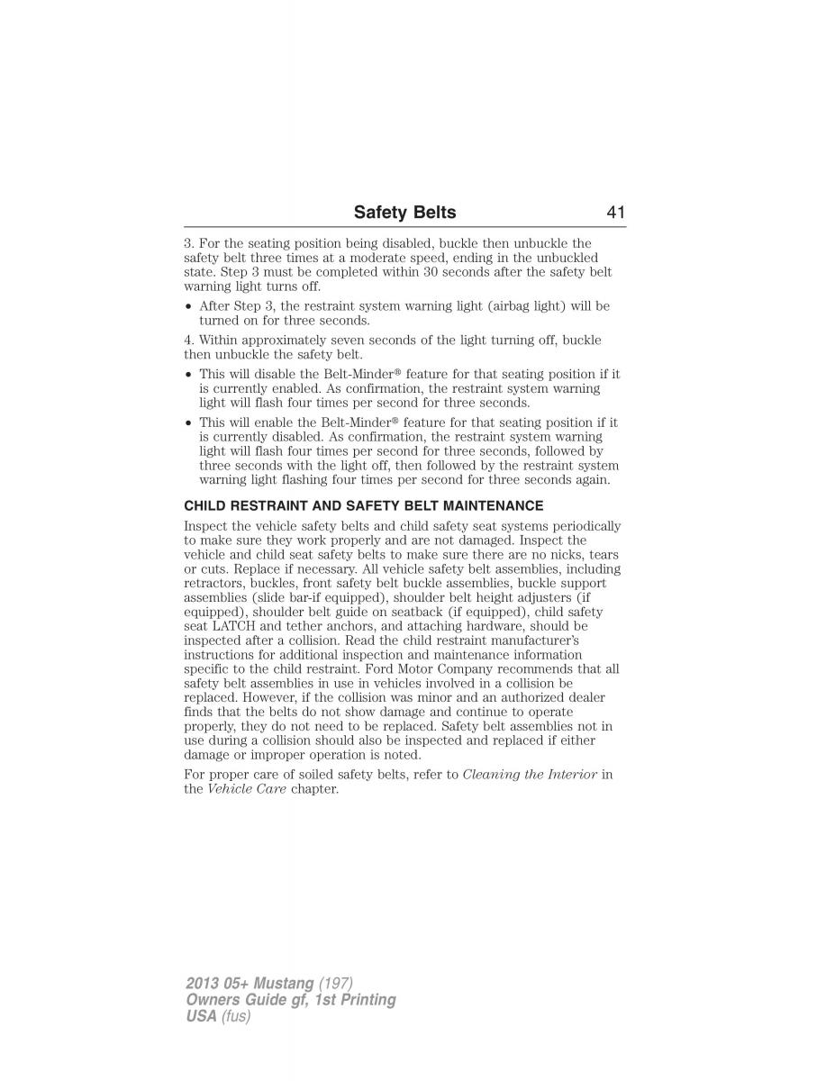 Ford Mustang V 5 owners manual / page 41