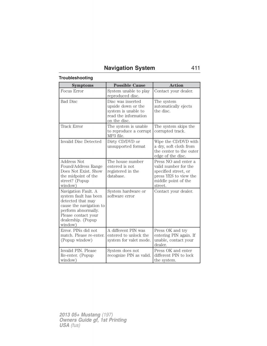 Ford Mustang V 5 owners manual / page 411