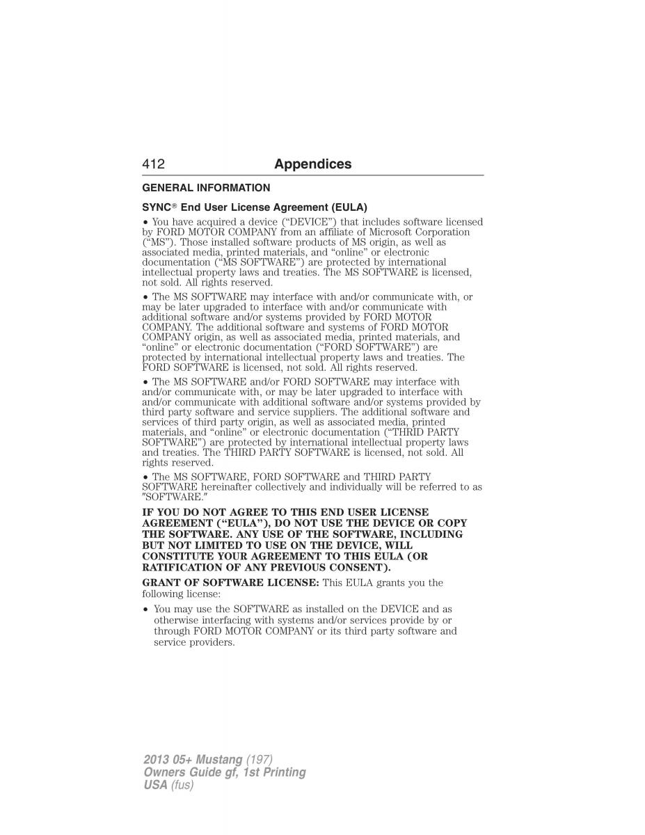 Ford Mustang V 5 owners manual / page 412