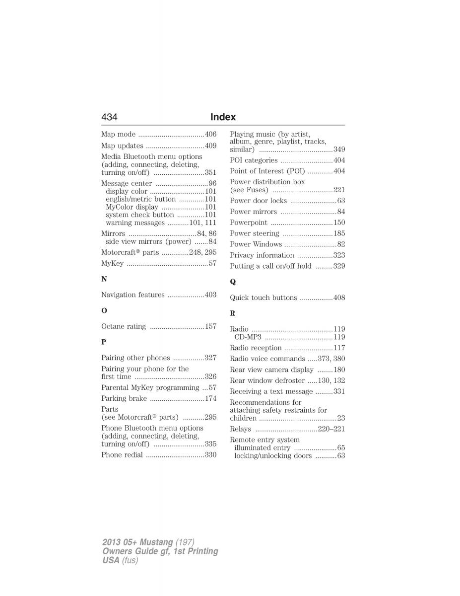 Ford Mustang V 5 owners manual / page 434