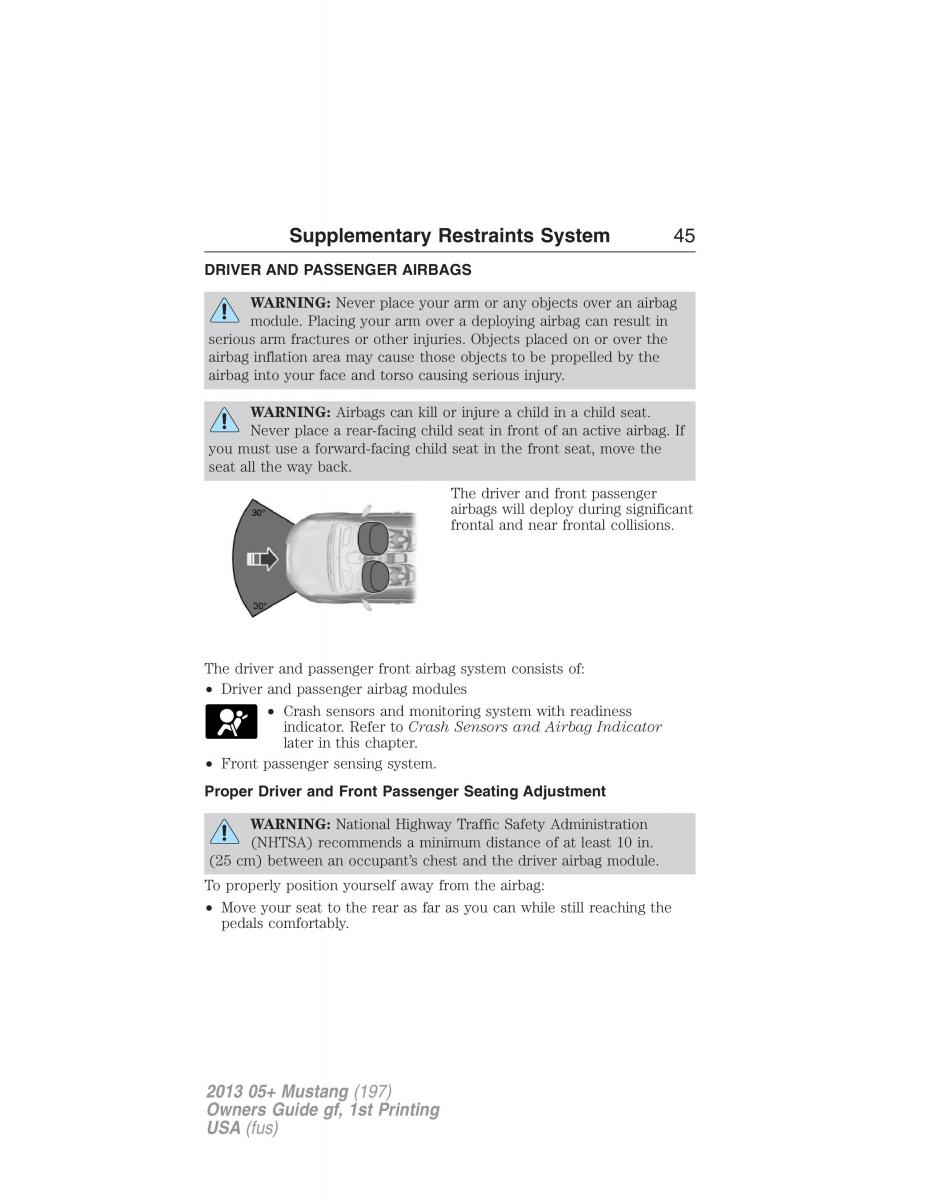 Ford Mustang V 5 owners manual / page 45