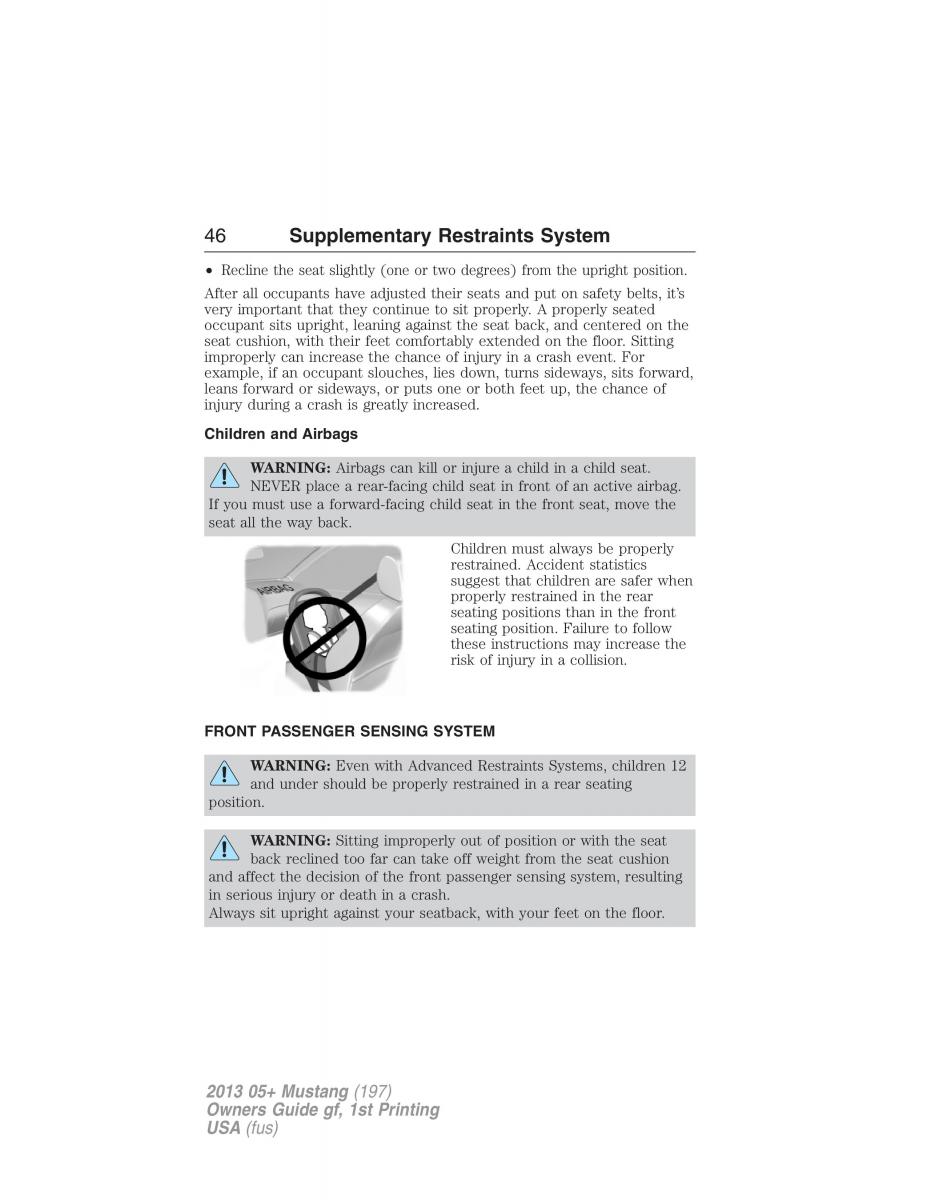 Ford Mustang V 5 owners manual / page 46