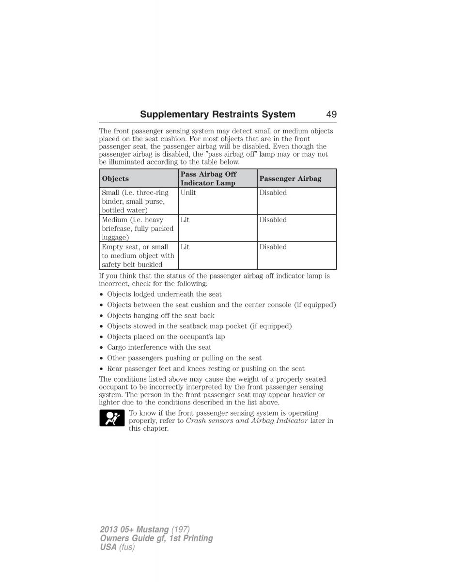 Ford Mustang V 5 owners manual / page 49