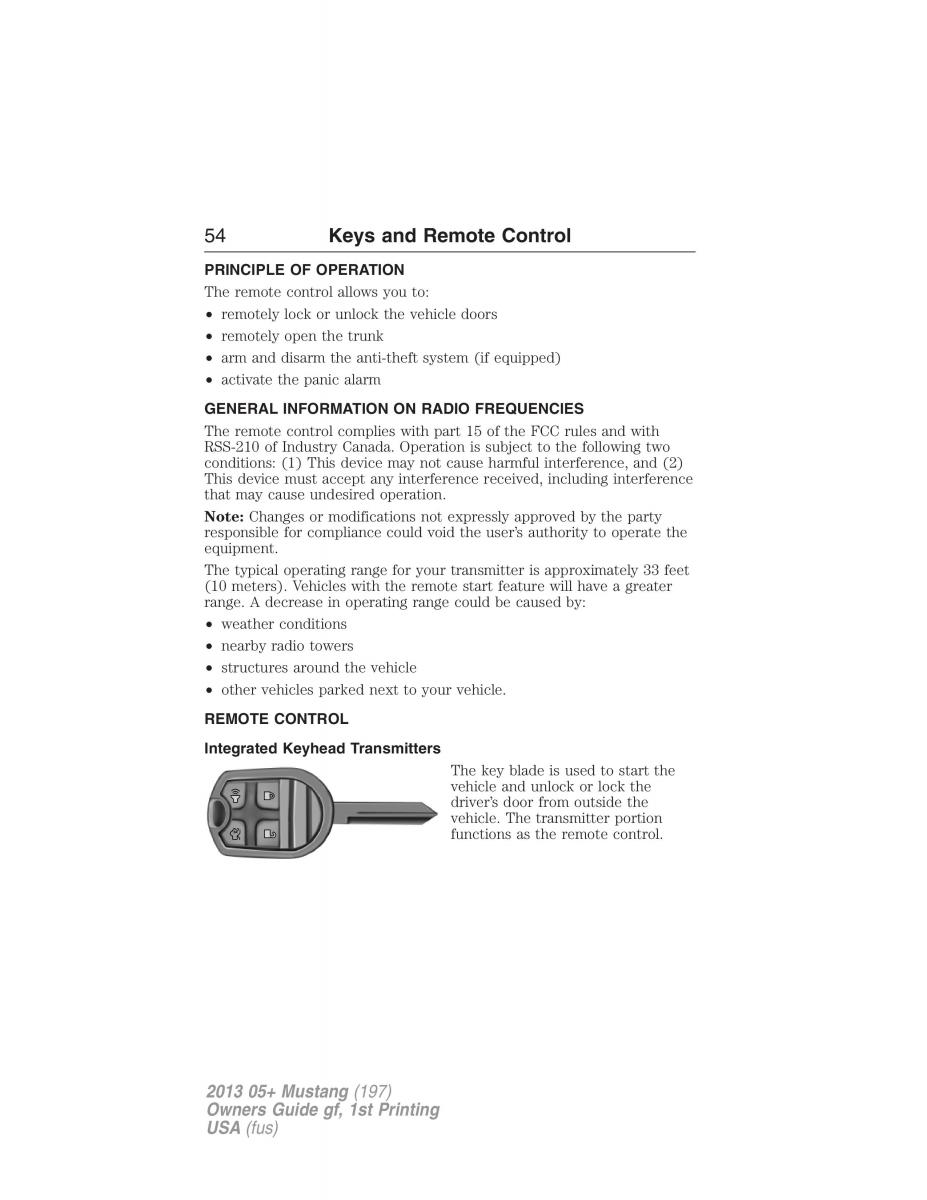 Ford Mustang V 5 owners manual / page 54