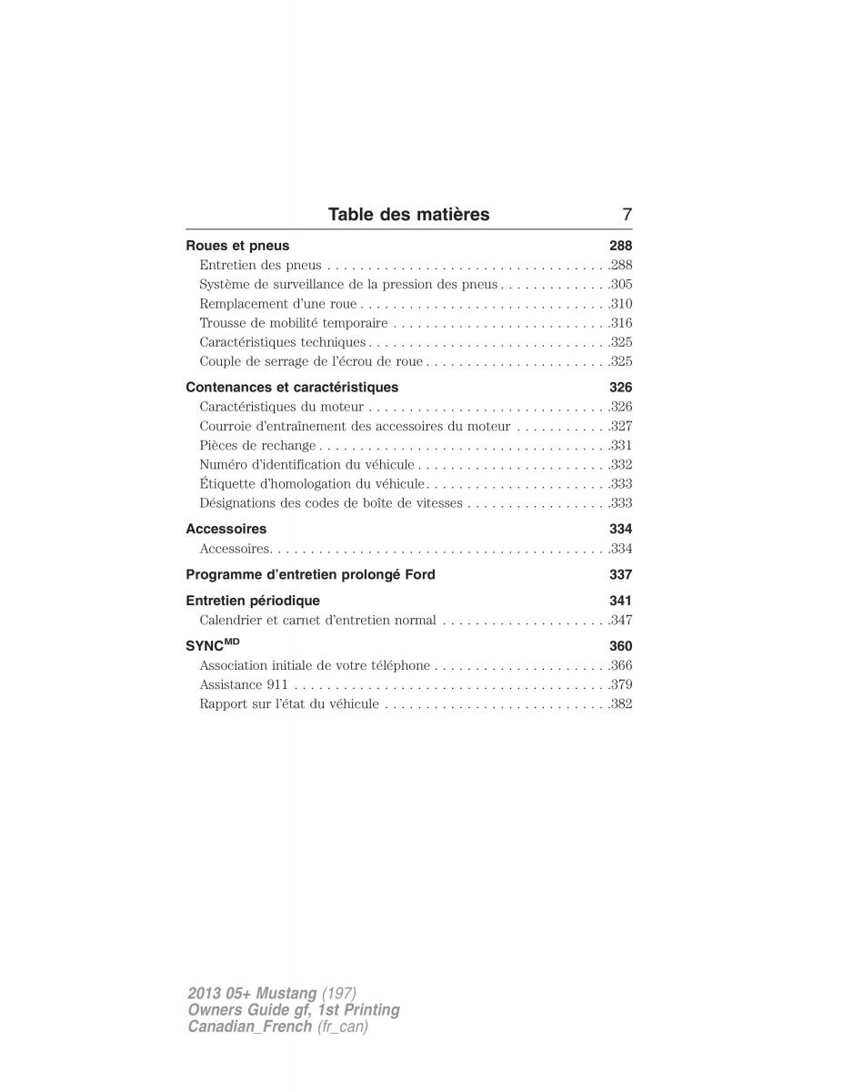 Ford Mustang V 5 manuel du proprietaire / page 7