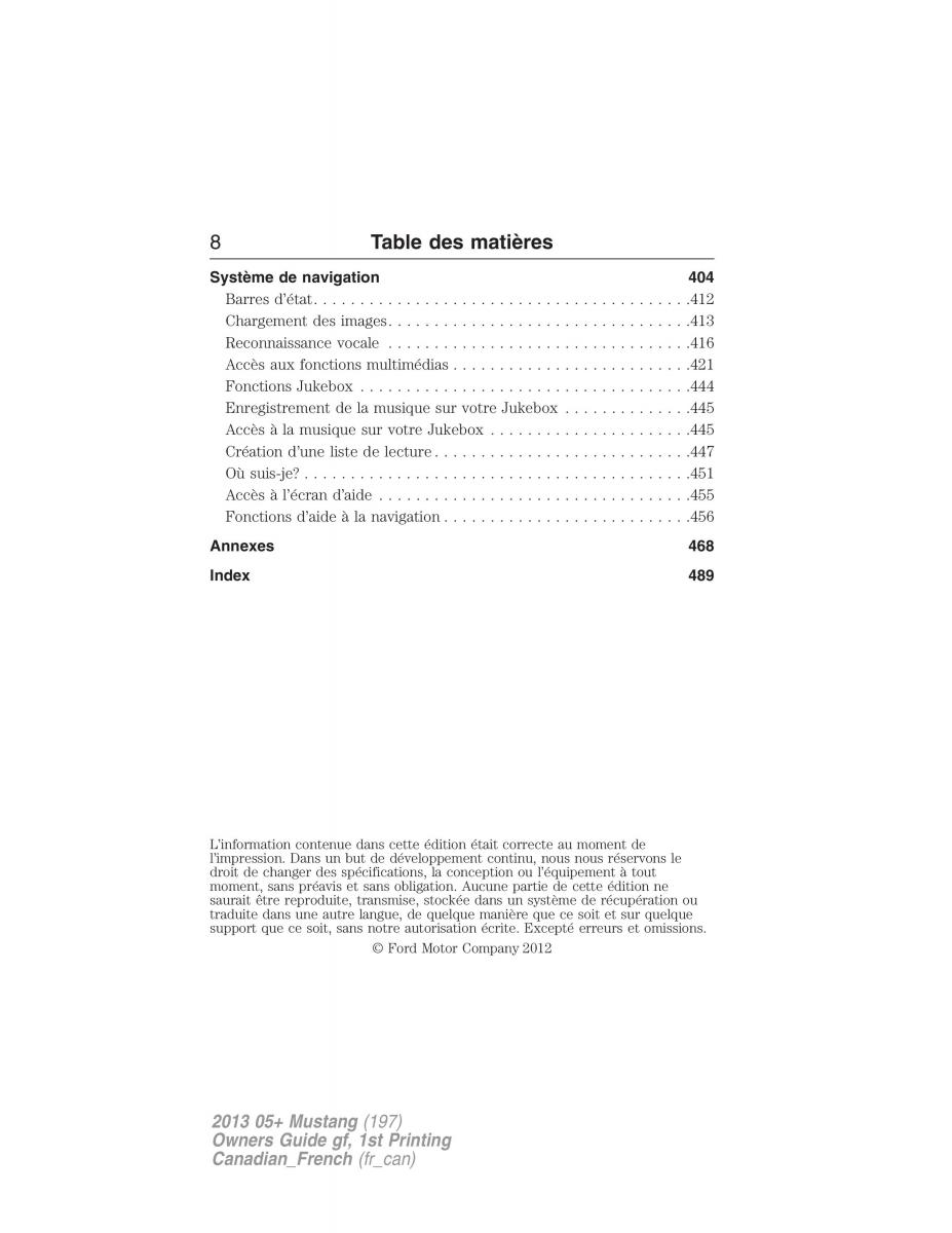 Ford Mustang V 5 manuel du proprietaire / page 8