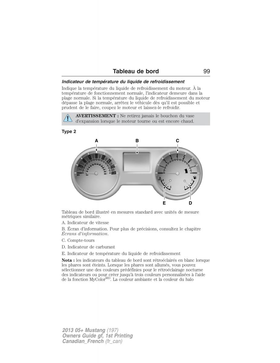 Ford Mustang V 5 manuel du proprietaire / page 99