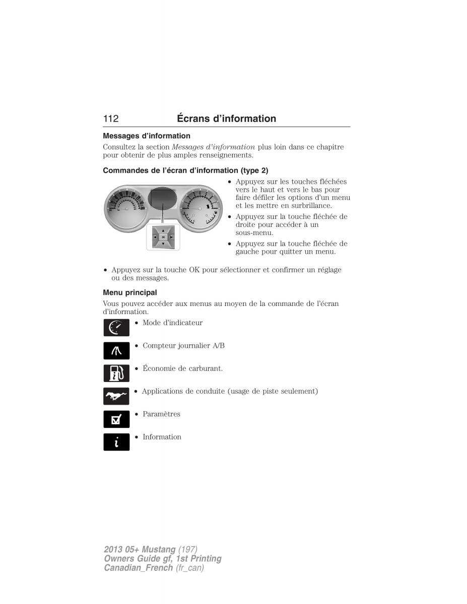 Ford Mustang V 5 manuel du proprietaire / page 112