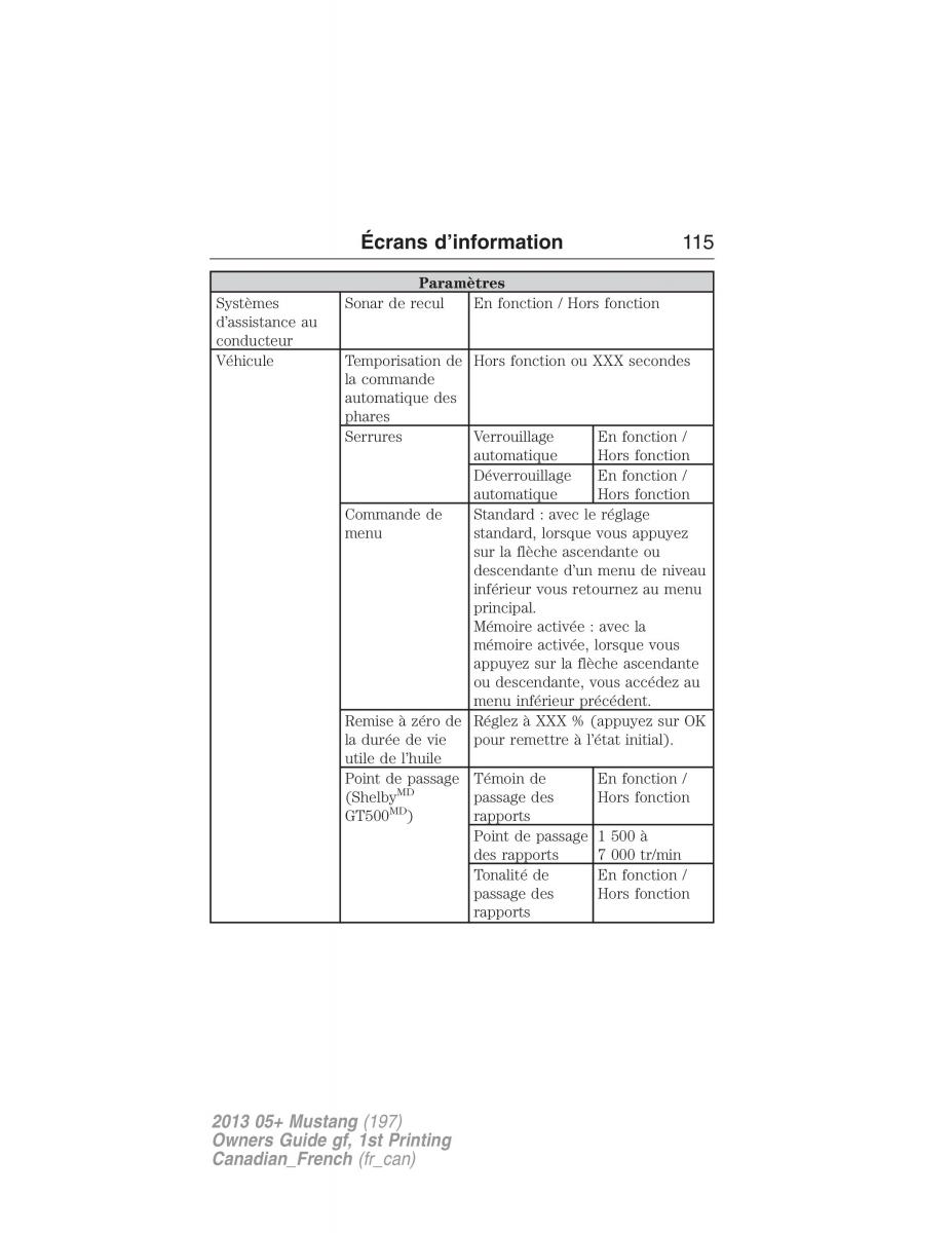 Ford Mustang V 5 manuel du proprietaire / page 115