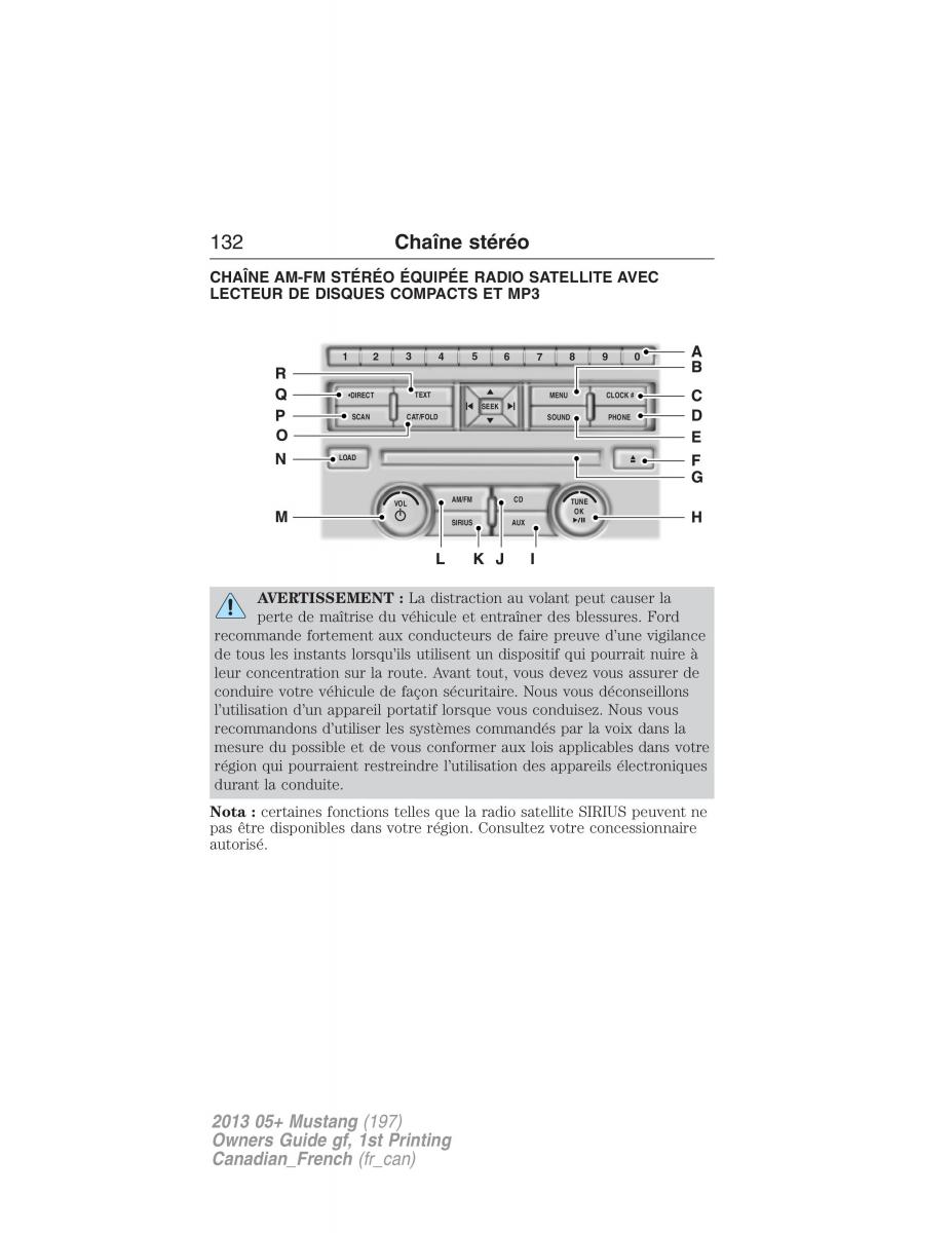 Ford Mustang V 5 manuel du proprietaire / page 132