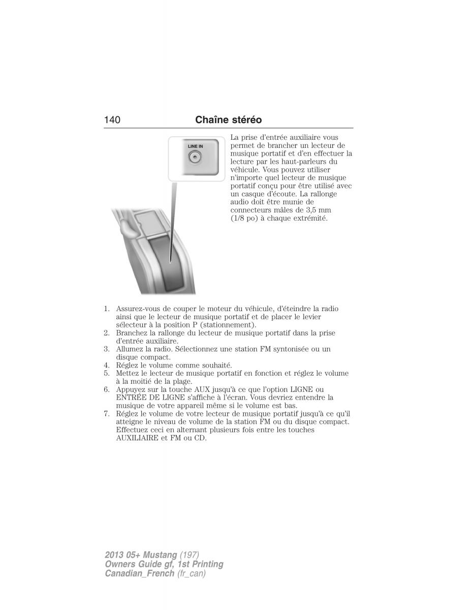 Ford Mustang V 5 manuel du proprietaire / page 140