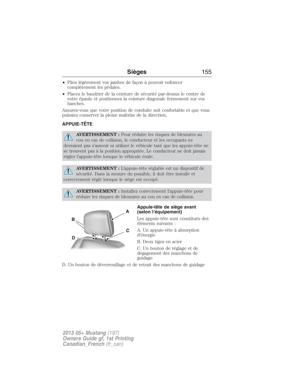 Ford Mustang V 5 manuel du proprietaire / page 155