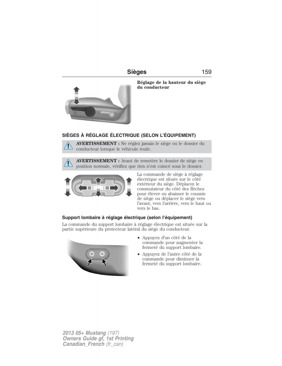 Ford Mustang V 5 manuel du proprietaire / page 159