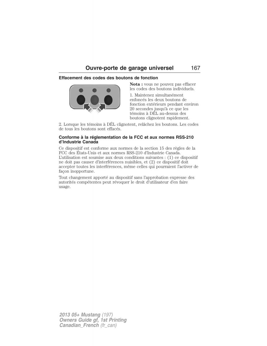 Ford Mustang V 5 manuel du proprietaire / page 167