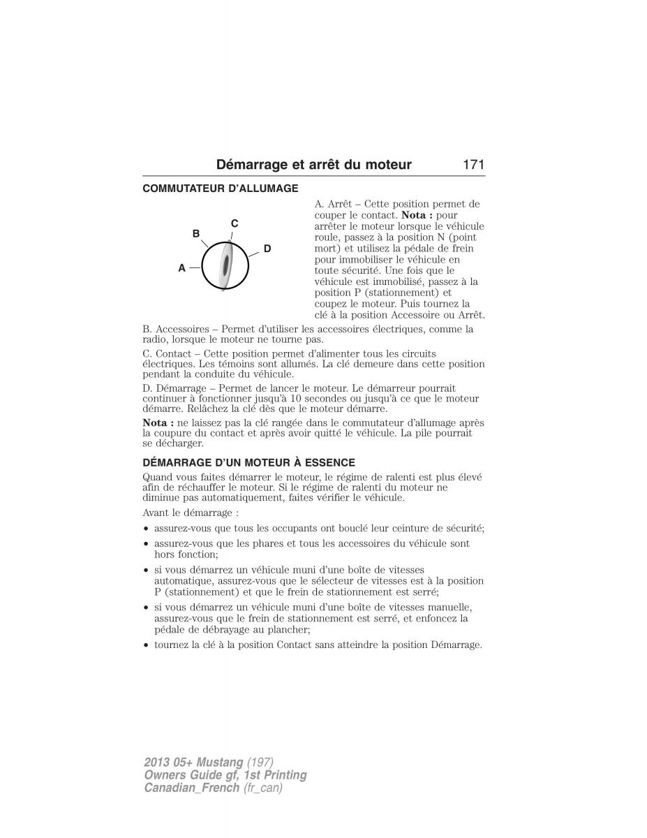 Ford Mustang V 5 manuel du proprietaire / page 171