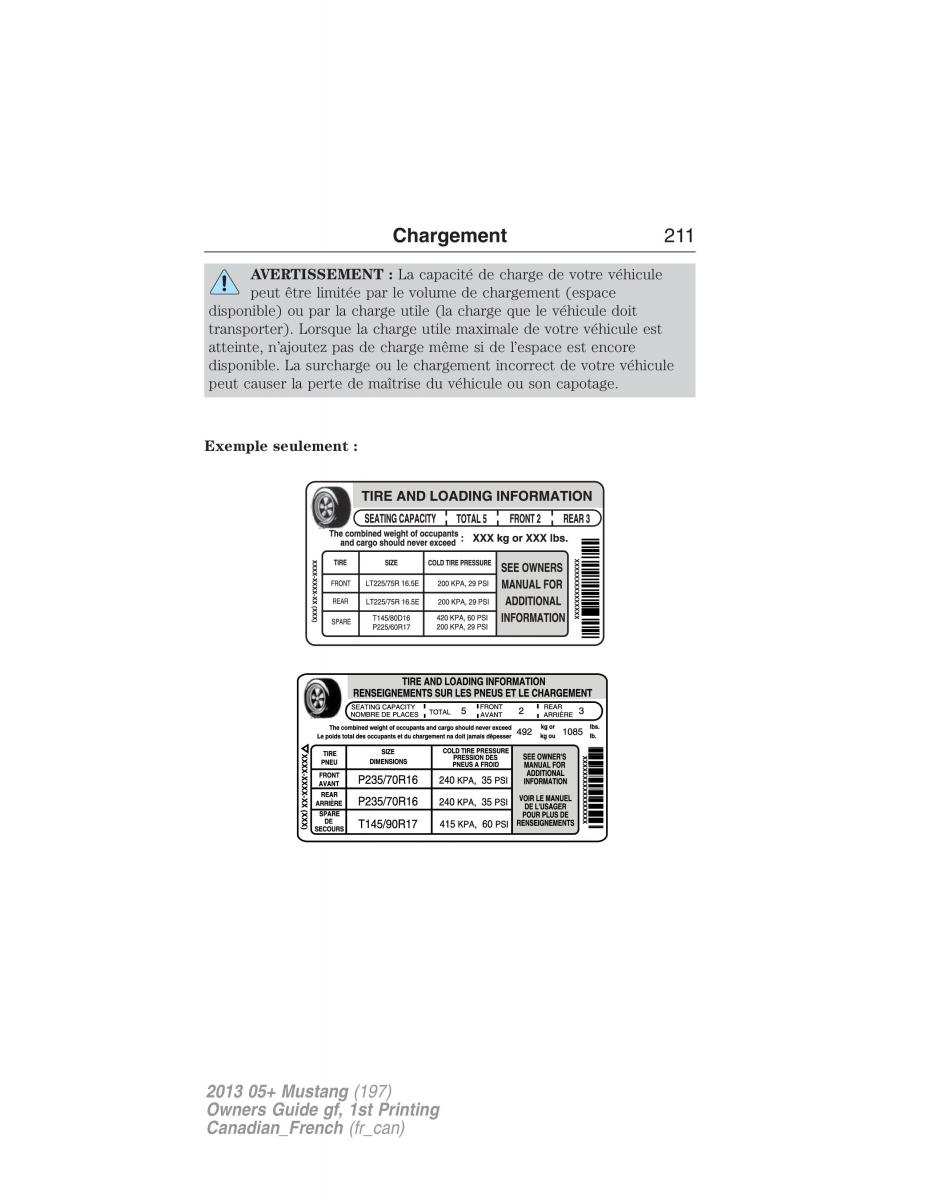 Ford Mustang V 5 manuel du proprietaire / page 211