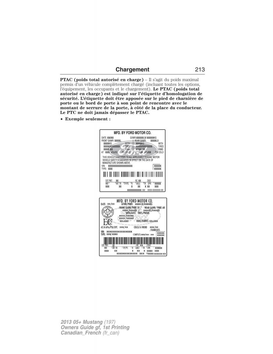 Ford Mustang V 5 manuel du proprietaire / page 213