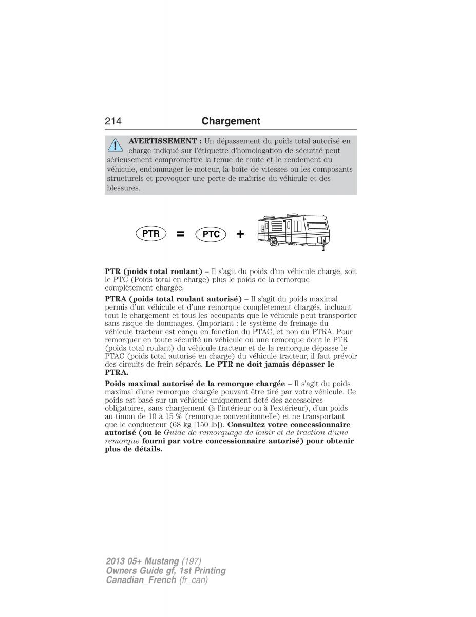 Ford Mustang V 5 manuel du proprietaire / page 214