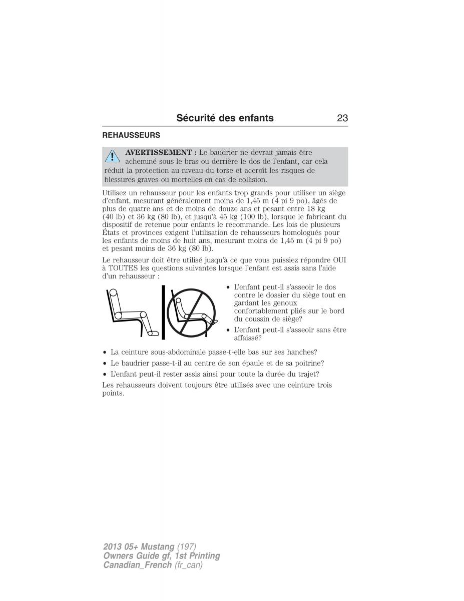 Ford Mustang V 5 manuel du proprietaire / page 23