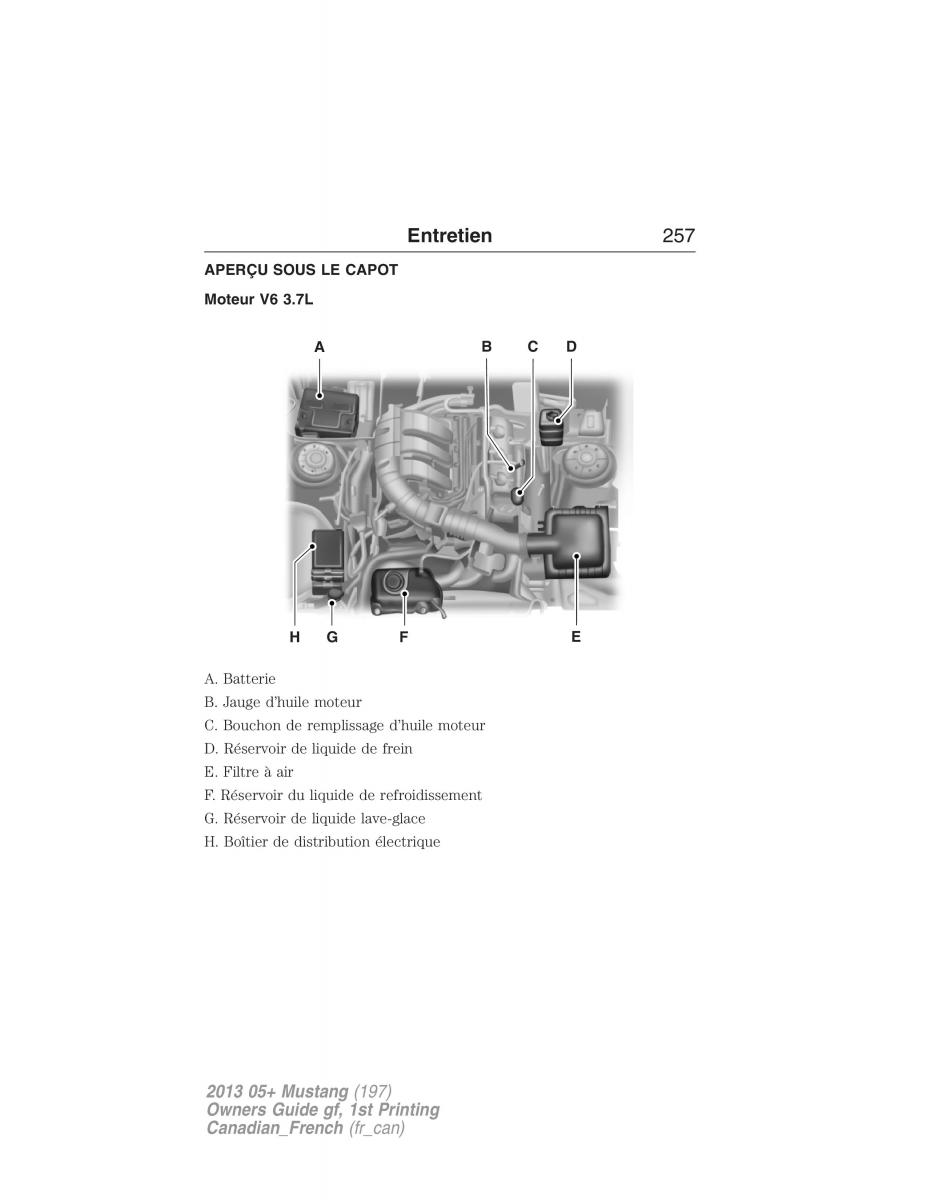 Ford Mustang V 5 manuel du proprietaire / page 257