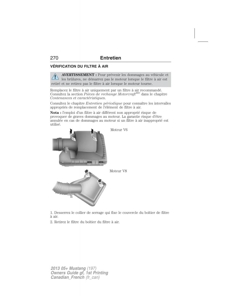 Ford Mustang V 5 manuel du proprietaire / page 270