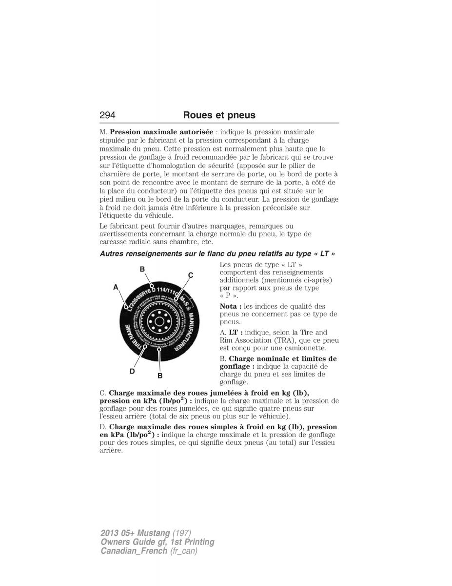 Ford Mustang V 5 manuel du proprietaire / page 294