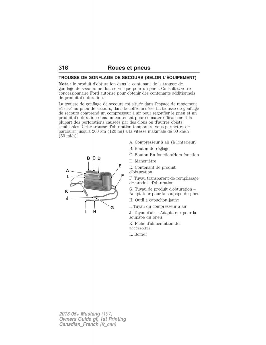 Ford Mustang V 5 manuel du proprietaire / page 316