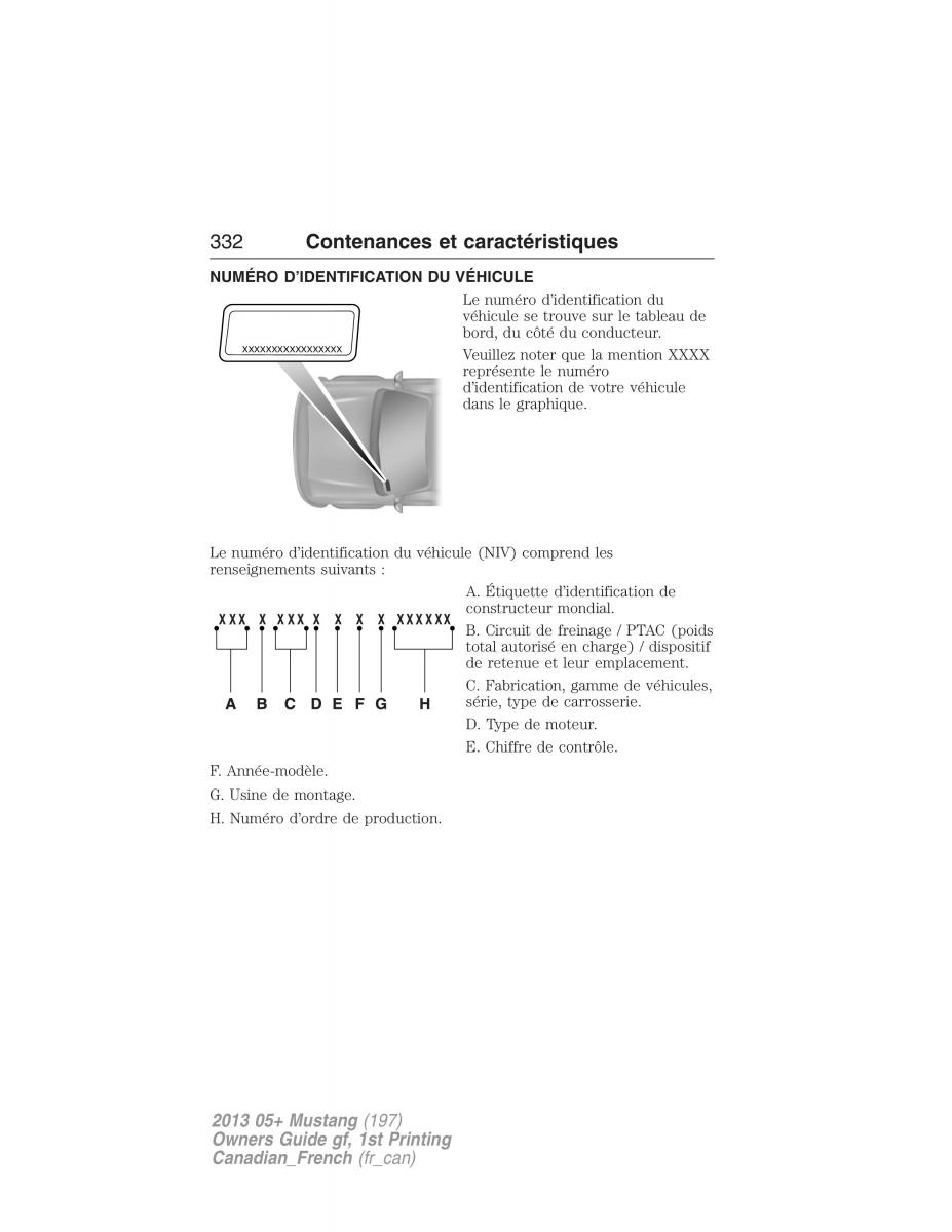 Ford Mustang V 5 manuel du proprietaire / page 332