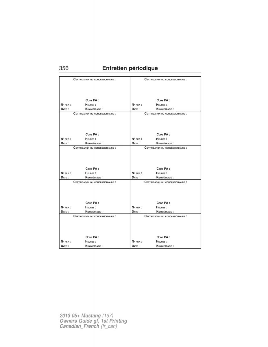 Ford Mustang V 5 manuel du proprietaire / page 356