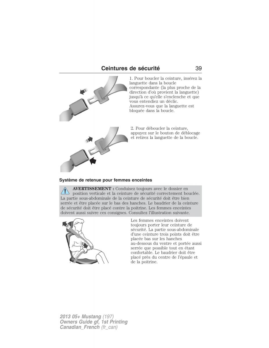 Ford Mustang V 5 manuel du proprietaire / page 39