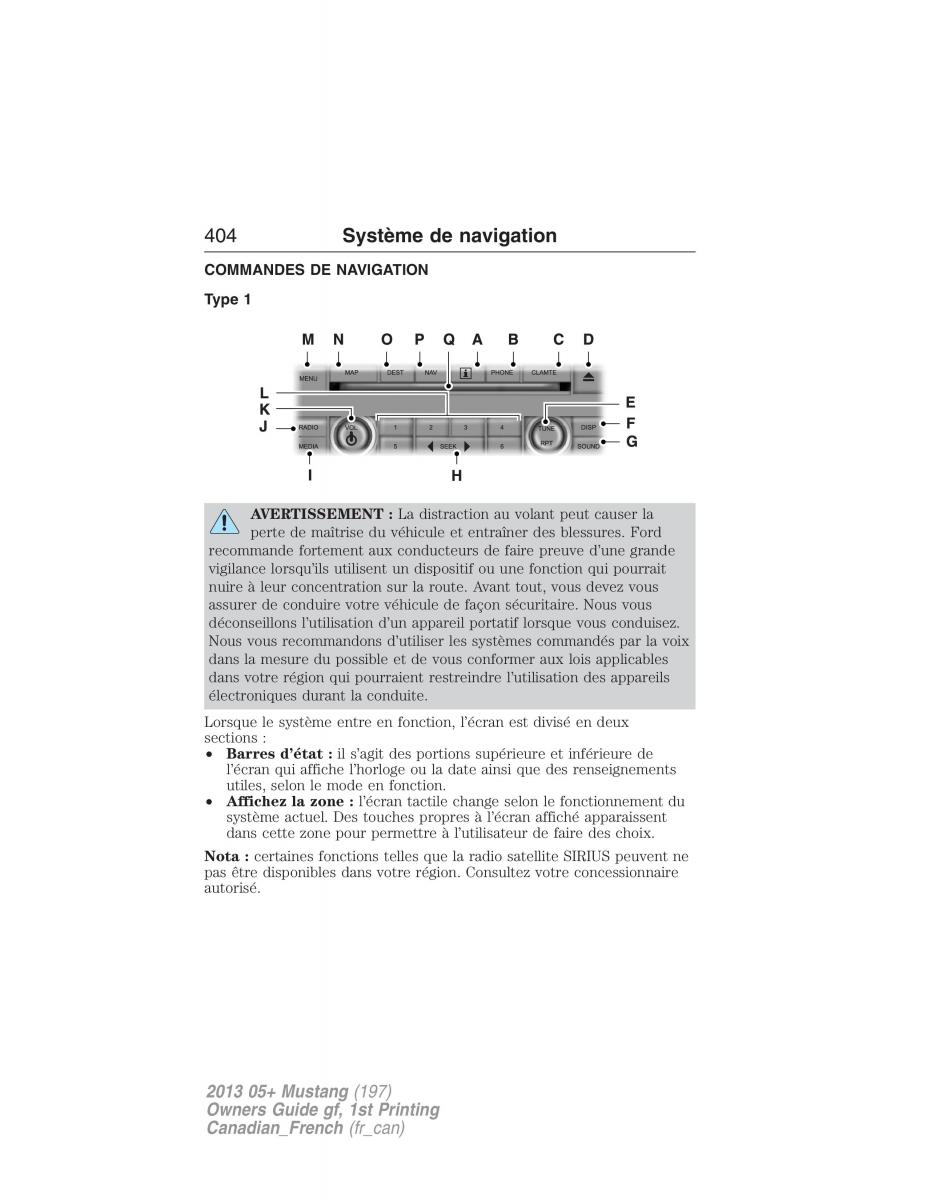 Ford Mustang V 5 manuel du proprietaire / page 404