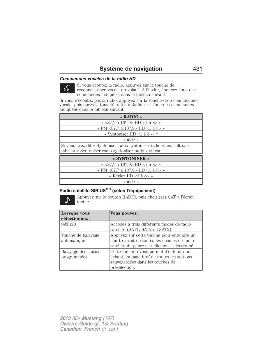 Ford Mustang V 5 manuel du proprietaire / page 431