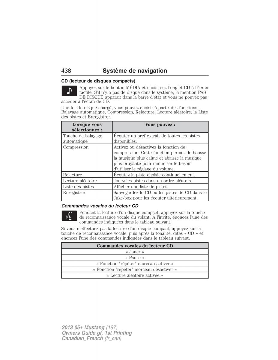 Ford Mustang V 5 manuel du proprietaire / page 438