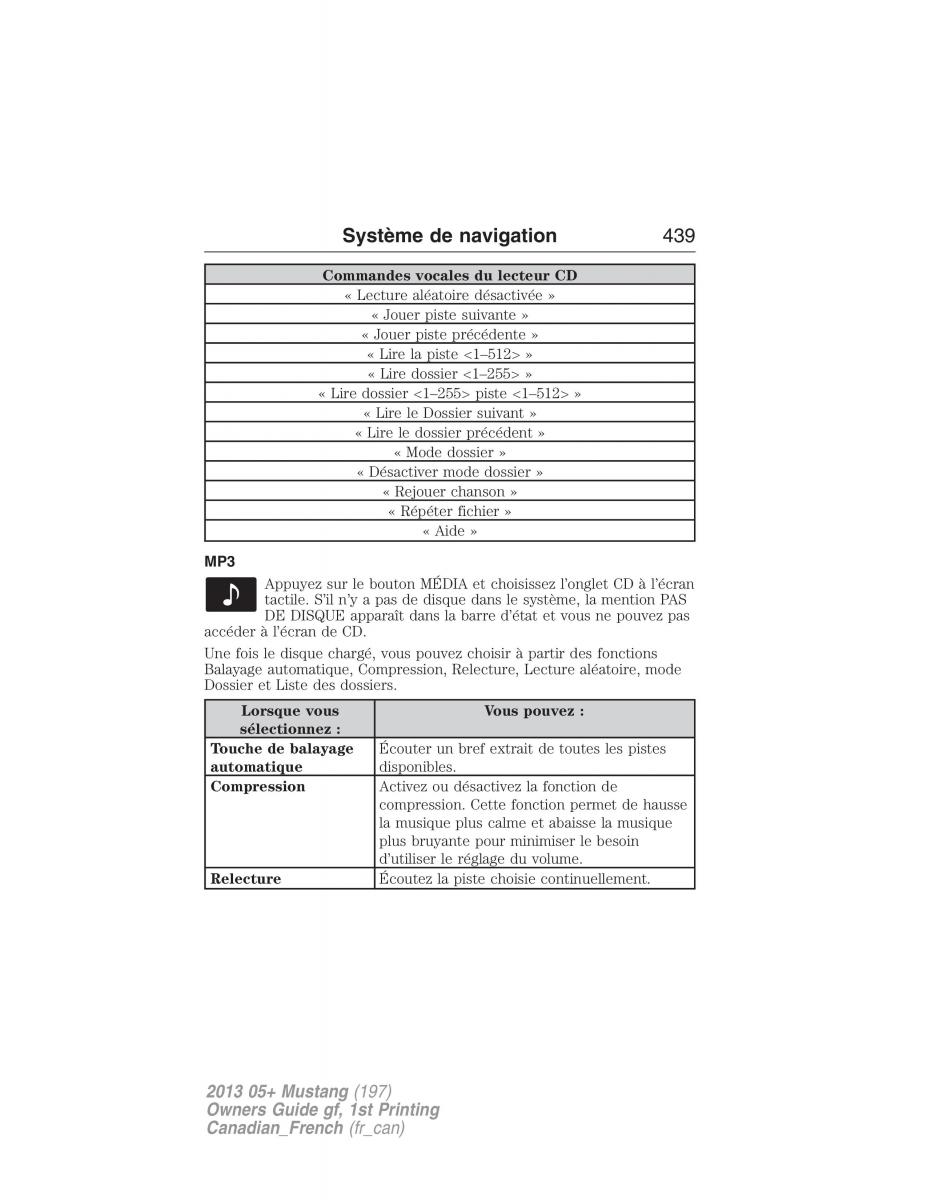 Ford Mustang V 5 manuel du proprietaire / page 439