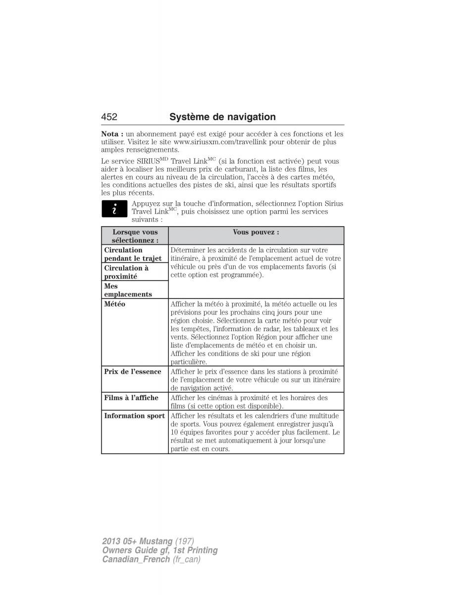 Ford Mustang V 5 manuel du proprietaire / page 452