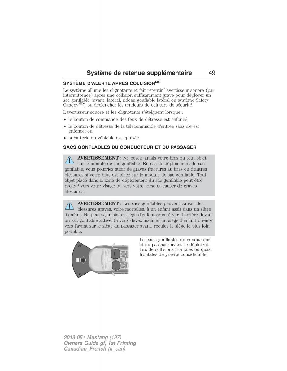 Ford Mustang V 5 manuel du proprietaire / page 49