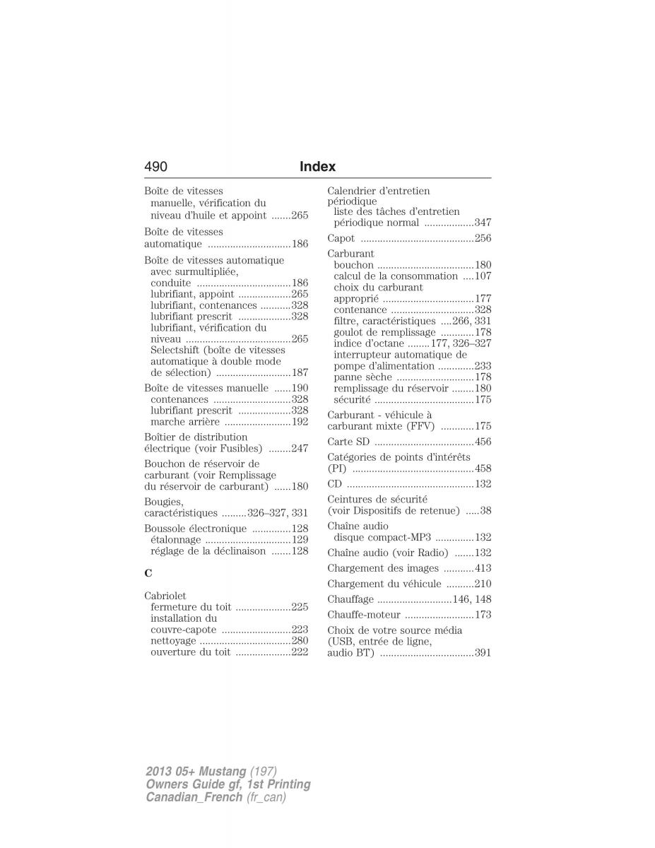 Ford Mustang V 5 manuel du proprietaire / page 490