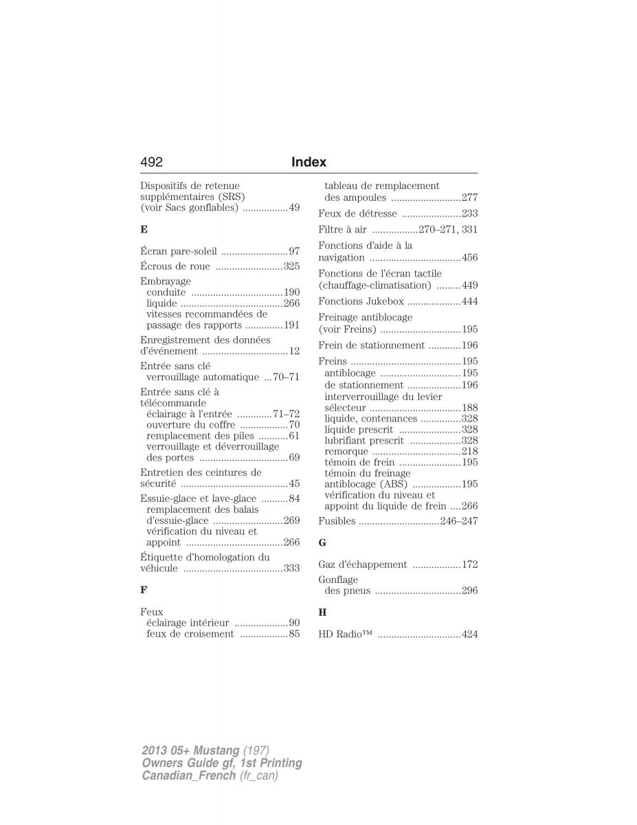 Ford Mustang V 5 manuel du proprietaire / page 492