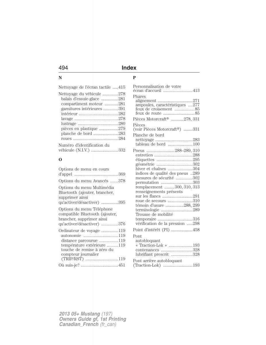 Ford Mustang V 5 manuel du proprietaire / page 494