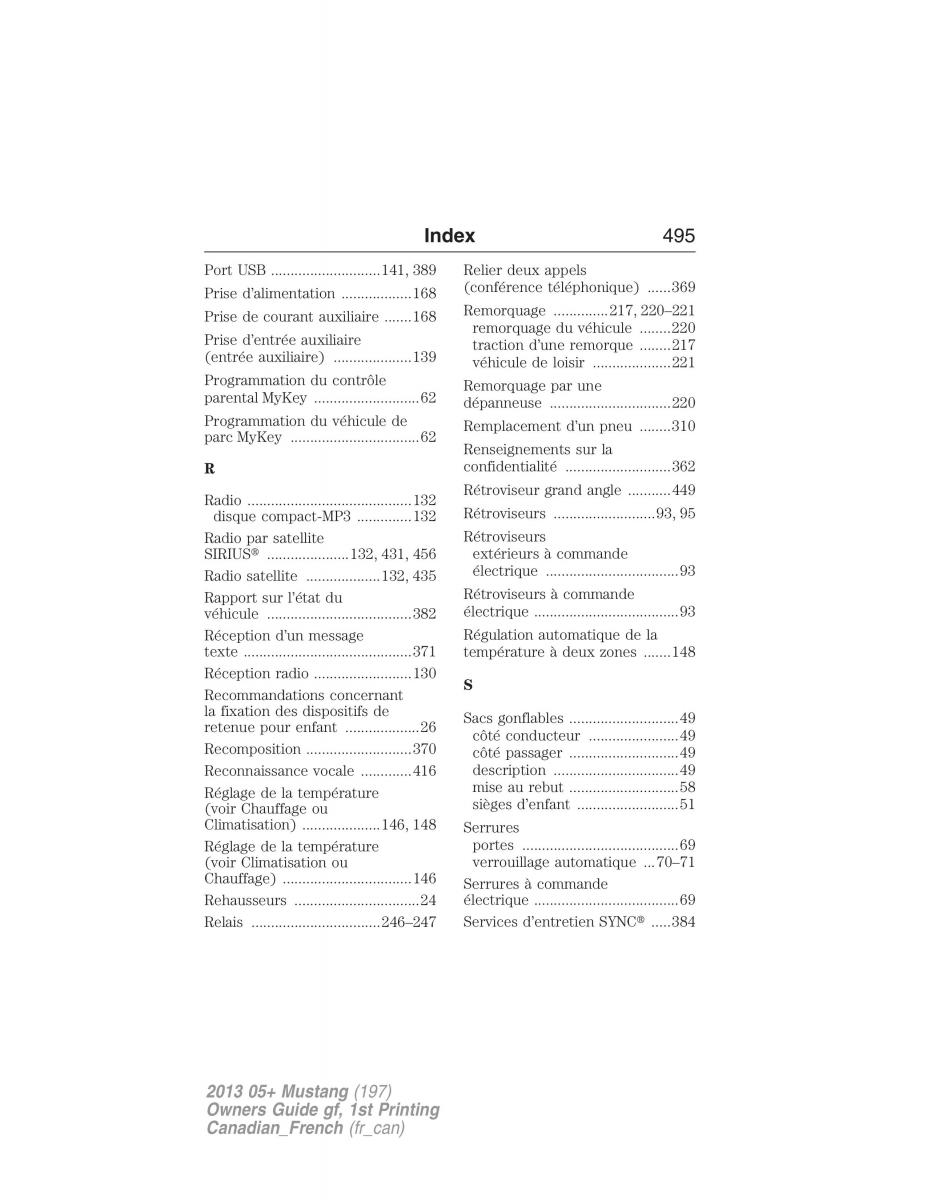 Ford Mustang V 5 manuel du proprietaire / page 495